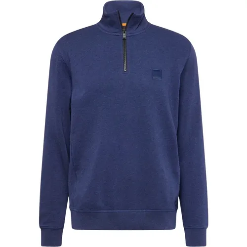 Blauer Pullover mit Reißverschlusskragen , Herren, Größe: 3XL - Hugo Boss - Modalova