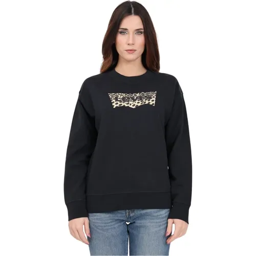 Levi's, Schwarzer Sweatshirt mit Leopardenmuster , Damen, Größe: M - Levis - Modalova