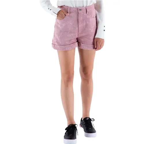 Ribbed Velvet Shorts , female, Sizes: M - Guess - Modalova