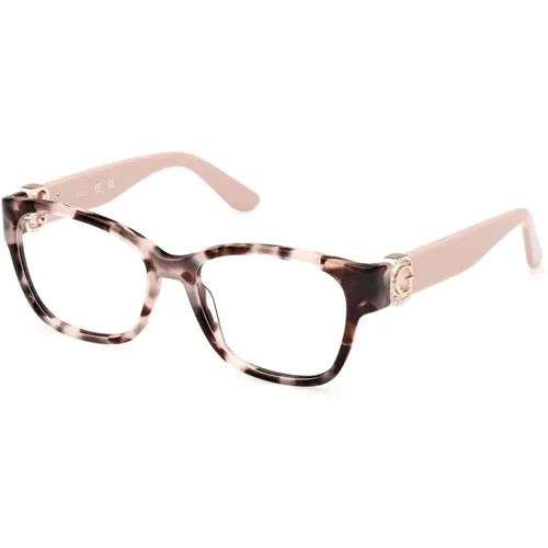 Quadratische Brille mit Iconic Logo und Strass-Details , Damen, Größe: 54 MM - Guess - Modalova
