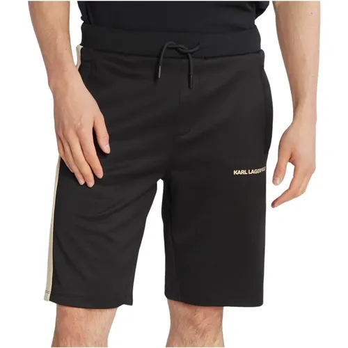 Schwarze Baumwolle Polyester Regular Fit Shorts , Herren, Größe: L - Karl Lagerfeld - Modalova