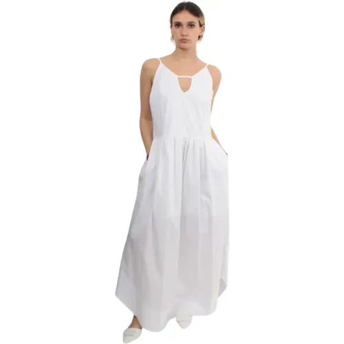 Weißes Kleid Frühling Sommer Modell , Damen, Größe: M - Jijil - Modalova