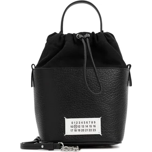 Leather Bucket Bag with Drawstring , female, Sizes: ONE SIZE - Maison Margiela - Modalova