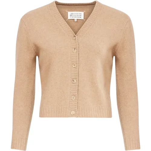 Wool V-Neck Cardigan Sweater , female, Sizes: M, S - Maison Margiela - Modalova