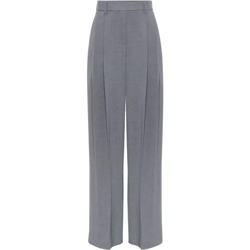 Grey Wool Wide Leg Trousers , female, Sizes: 2XS - BRUNELLO CUCINELLI - Modalova