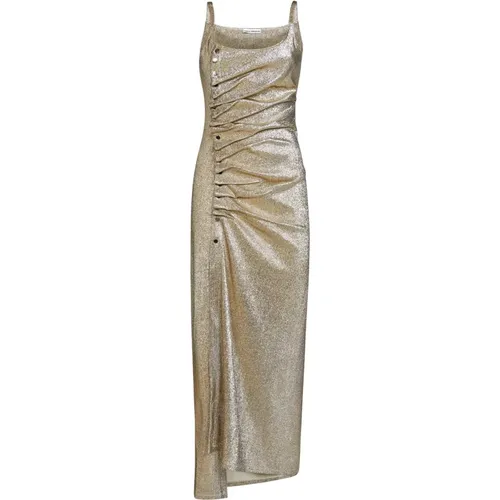Goldenes Drapiertes Ärmelloses Kleid , Damen, Größe: 2XS - Paco Rabanne - Modalova