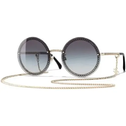 Runde Metall-Sonnenbrille in Schwarz - Chanel - Modalova