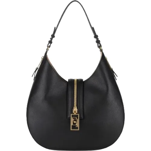 Schwarze Große Hobo-Tasche aus Kunstleder - Elisabetta Franchi - Modalova