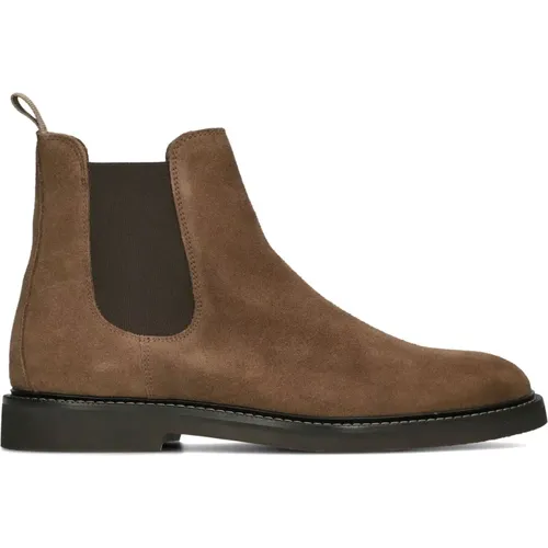 Herren Chelsea Boots aus cognacfarbenem Wildleder , Herren, Größe: 45 EU - Stefano Lauran - Modalova