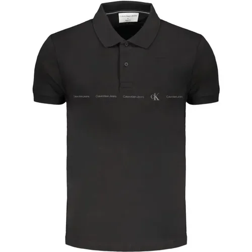 Schwarzes Baumwoll-Poloshirt , Herren, Größe: S - Calvin Klein - Modalova