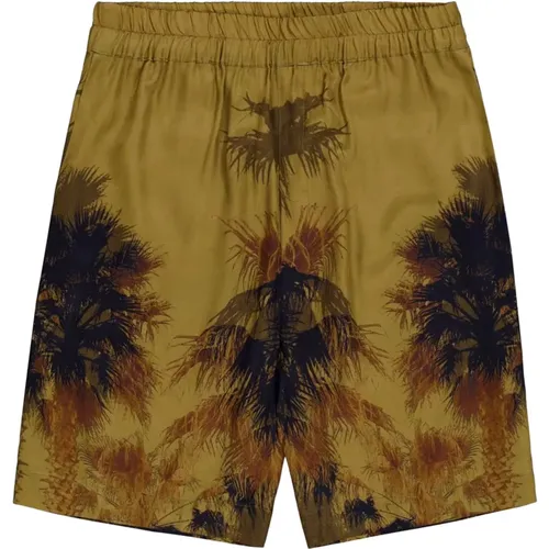 Grüne Bermuda Shorts mit Palm Textur , Herren, Größe: L - Laneus - Modalova