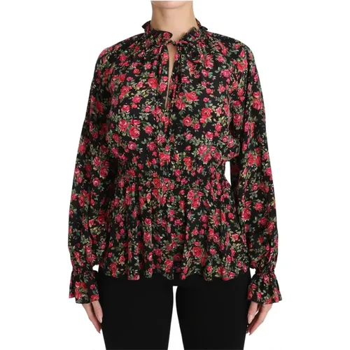 Atemberaubende Rose Print Bluse , Damen, Größe: 2XS - Dolce & Gabbana - Modalova