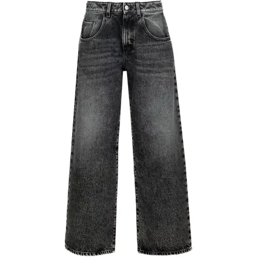 Graue Wide Leg Low Rise Jeans , Damen, Größe: W29 - Icon Denim - Modalova