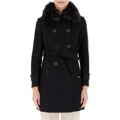 Double-Breasted Fur Collar Coat , female, Sizes: S - Kocca - Modalova