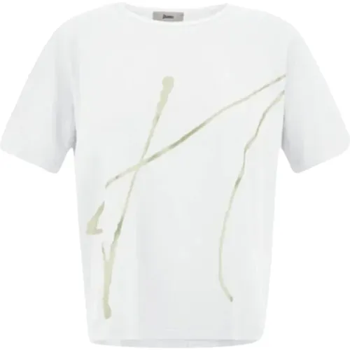 Laminierter Print T-Shirt Essential Line , Damen, Größe: L - Herno - Modalova