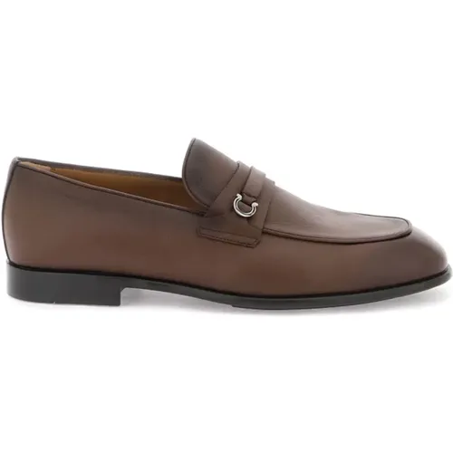 Gancini Mocassins in Grained Leather , male, Sizes: 7 UK - Salvatore Ferragamo - Modalova