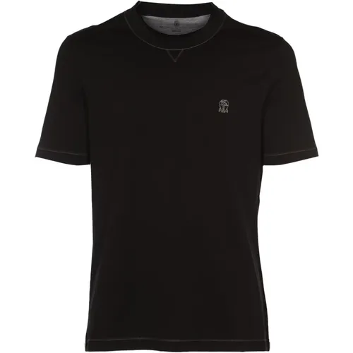 Luxuriöses Herren T-Shirt - Girocollo M/C CON TR. , Herren, Größe: S - BRUNELLO CUCINELLI - Modalova