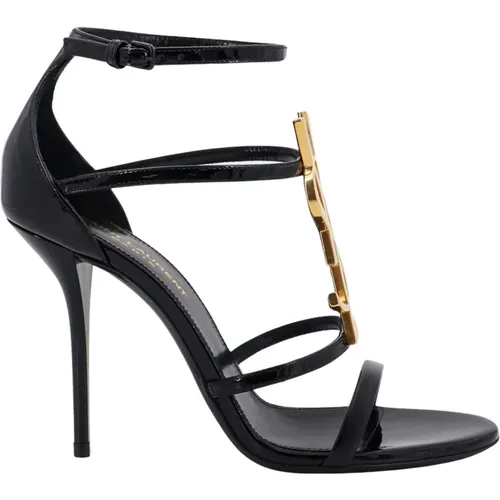 Leather Sandals with Adjustable Ankle Strap , female, Sizes: 6 UK, 8 UK - Saint Laurent - Modalova