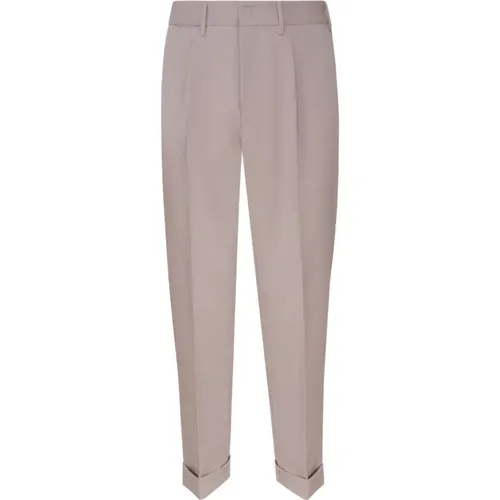 Taupe Cuffed Trousers with Welt Pockets , male, Sizes: L, S, XL, XS - Mauro Grifoni - Modalova