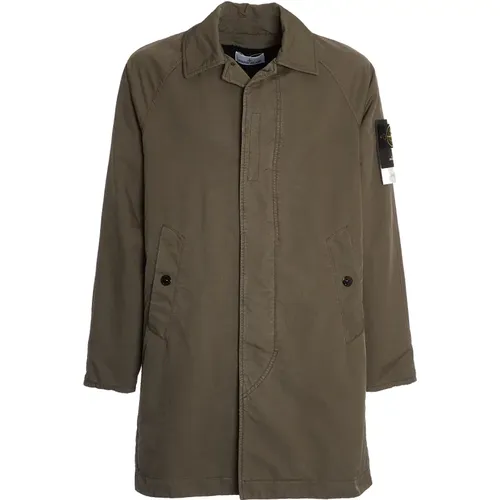 Walnut Lightweight Canvas Car Coat , male, Sizes: XL, S, L, M - Stone Island - Modalova