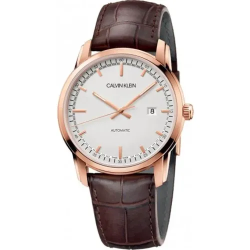 Automatic Women`s Watch - White Dial, Leather Strap , female, Sizes: ONE SIZE - Calvin Klein - Modalova