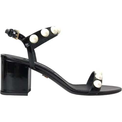 Leather Pearl Heel Sandals , female, Sizes: 6 UK - Dolce & Gabbana - Modalova