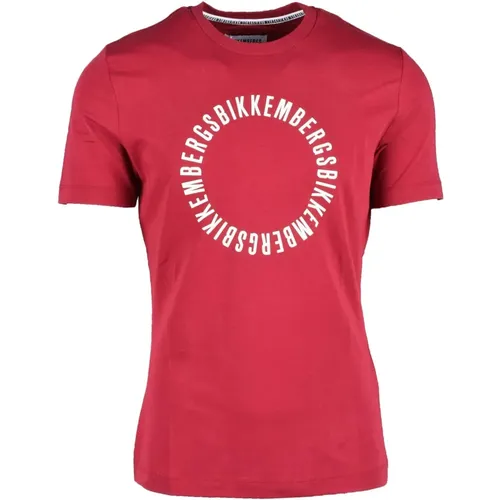 Bordeaux T-Shirt for Men , male, Sizes: L, S, M, XL - Bikkembergs - Modalova