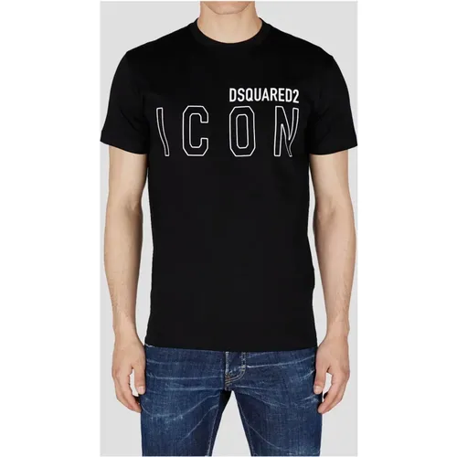 Icon Outline T-Shirt - Schwarz , Herren, Größe: 2XL - Dsquared2 - Modalova