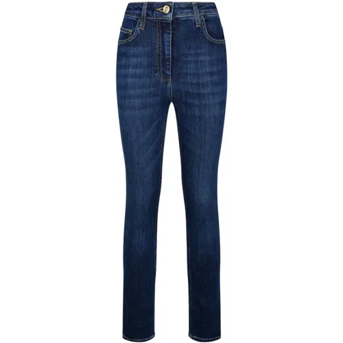 Blaue Skinny Stretch Jeans mit Gold-Details , Damen, Größe: W26 - Elisabetta Franchi - Modalova