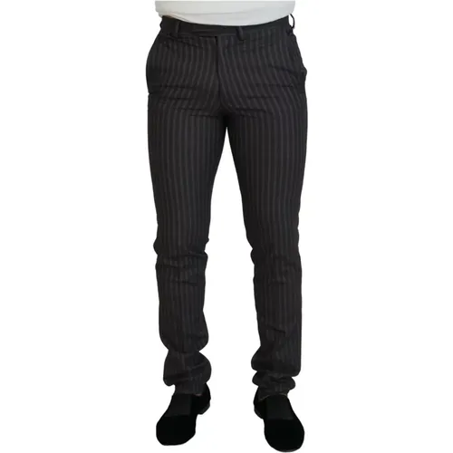 Braune Gestreifte Slim Fit Herrenhose - BENCIVENGA - Modalova