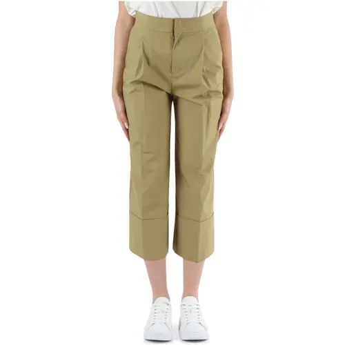 Culottes aus Stretch-Baumwolle mit Knopf- und Reißverschluss , Damen, Größe: L - Twinset - Modalova