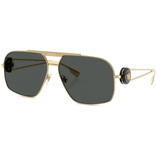Goldene Sonnenbrille mit Original-Etui , Herren, Größe: 62 MM - Versace - Modalova