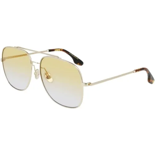 Goldene Metallsonnenbrille für Frauen - Victoria Beckham - Modalova