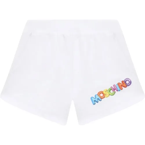 Weiße Kinder Jersey Shorts mit Mehrfarbigem Logo-Print - Moschino - Modalova