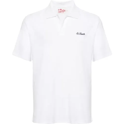 Weißes Polo-T-Shirt mit Frottee-Effekt - MC2 Saint Barth - Modalova