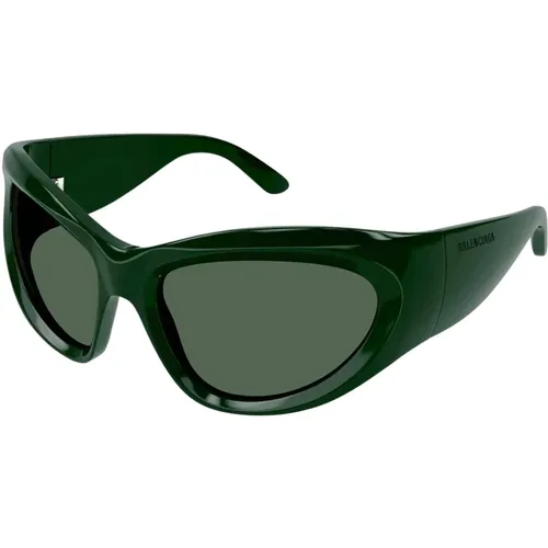 Grüne Sonnenbrille mit Wickeloptik , Damen, Größe: 64 MM - Balenciaga - Modalova