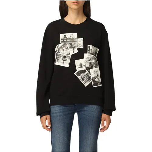 Schwarzer Logo-Sweatshirt , Damen, Größe: XL - Love Moschino - Modalova