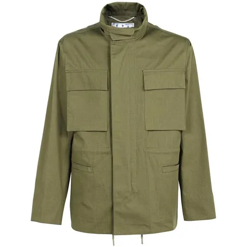 Arrow Field Cotton Jacket , male, Sizes: L, M, S - Off White - Modalova