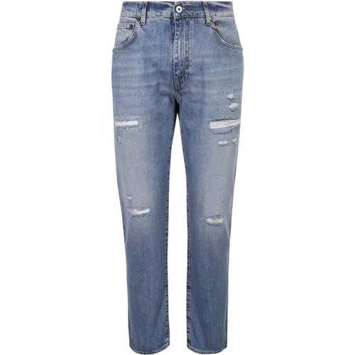 Ripped effect jeans , male, Sizes: W29, W34, W32, W33, W30, W31 - 14 Bros - Modalova