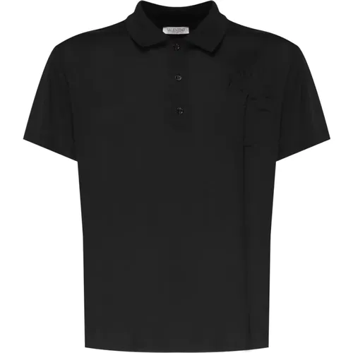 Cotton Polo Shirt with Flower Embroidery , male, Sizes: L, XL, M - Valentino Garavani - Modalova