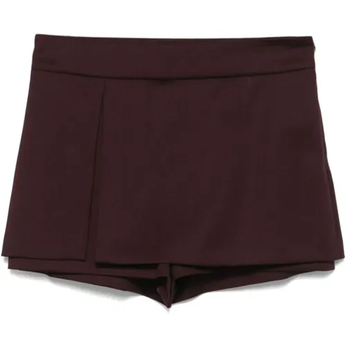 Bordeaux Wollmischung Twill Shorts - pinko - Modalova