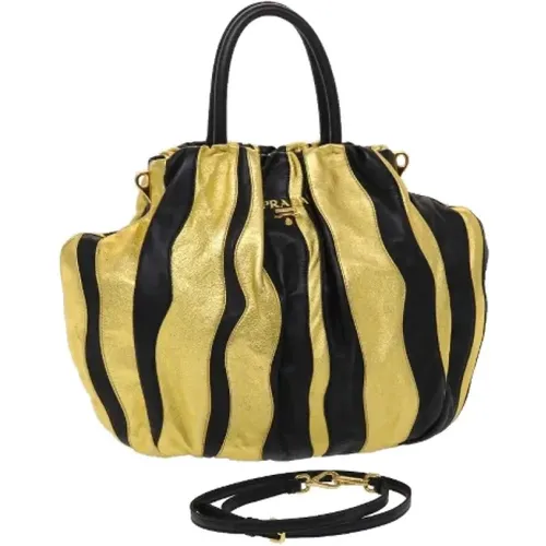 Pre-owned Gold Tone Nylon Handbag with Shoulder Strap , female, Sizes: ONE SIZE - Prada Vintage - Modalova