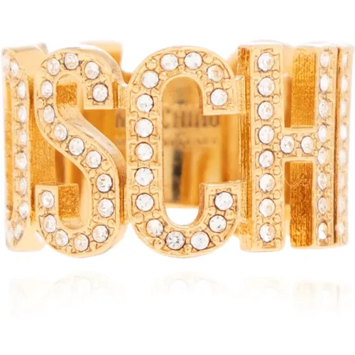 Ring with logo , female, Sizes: L - Moschino - Modalova