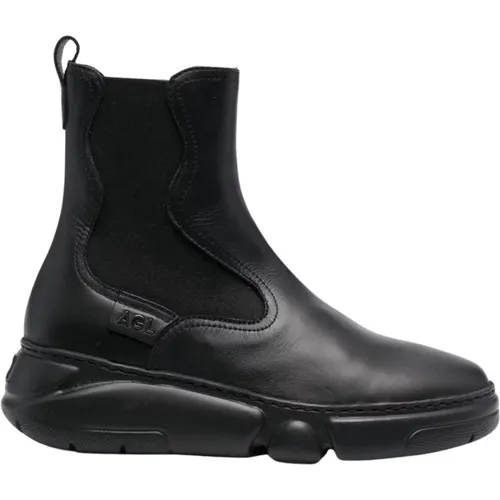 Schwarze Leder Chelsea Booties , Damen, Größe: 36 EU - AGL - Modalova