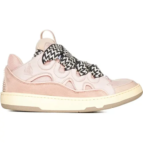 Pink Curb Lace-Up Sneakers , female, Sizes: 3 UK, 4 UK - Lanvin - Modalova