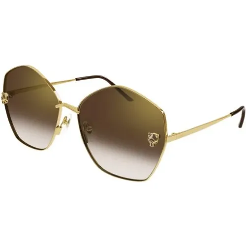 Goldene und Braune Metall Sonnenbrille - Cartier - Modalova