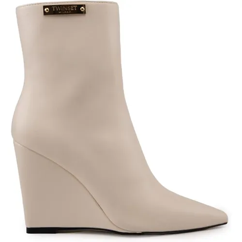 Ankle Boots aus synthetischem Leder mit Reißverschluss , Damen, Größe: 36 EU - Twinset - Modalova