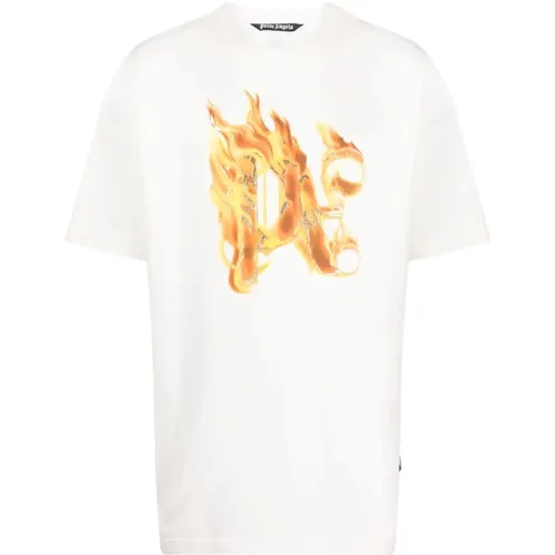 Cotton Monogram T-shirt , male, Sizes: S, M, L - Palm Angels - Modalova