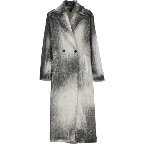 Grey Alpaca Coat with Peak Lapel , female, Sizes: S, M - Avant Toi - Modalova