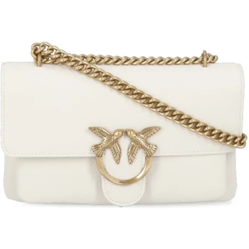 Ivory Schultertasche Love Birds Logo , Damen, Größe: ONE Size - pinko - Modalova